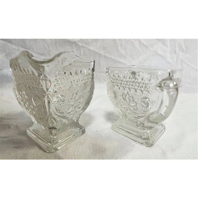 1930s Depression Glass Daisy Pattern Sugar & Creamer Set- Set of 2 For Sale - Image 4 of 10