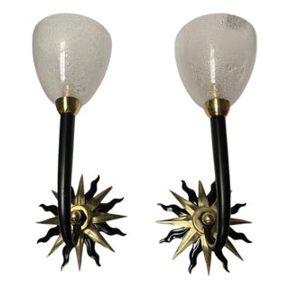 Vintage Bronze Sconces by André Arbus, 1940s, Set of 2 For Sale