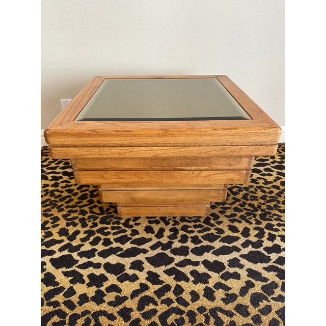 1970’s Modernist Stacked Pedestal Table With Beveled Smoked Mirror Top For Sale - Image 18 of 18