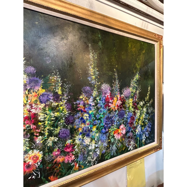 Large Original Painting of Flowers in a Garden by French Artist M. Journod For Sale - Image 10 of 12