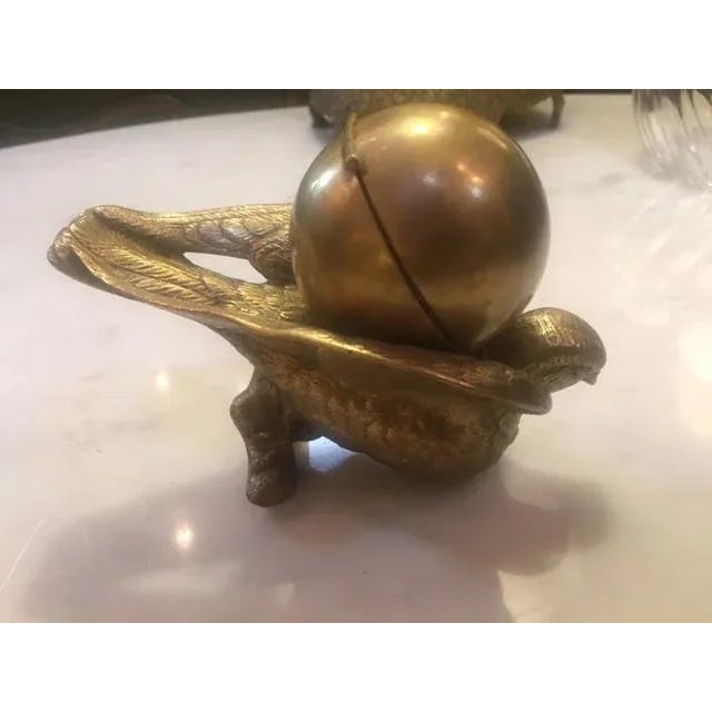19th Century French Bronze Bird Inkwell Gold , hinged lid, 5" W 3 4/2" D 4" Tall