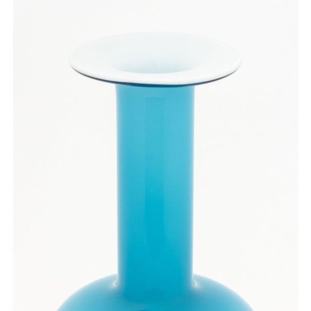 Mid-Century Modern Kastrup Holmegaard Turquoise Blue Glass Vases, 2 For Sale - Image 3 of 10