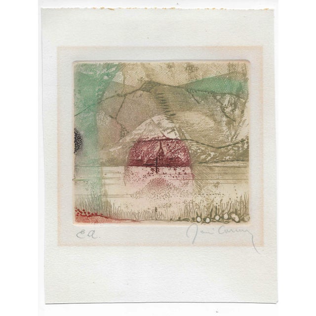 Belgian artist Rene Marcel Carcan (1925-1993) "La Meuse" 1970s color etching on paper. Pencil signed and editioned "EA" or...