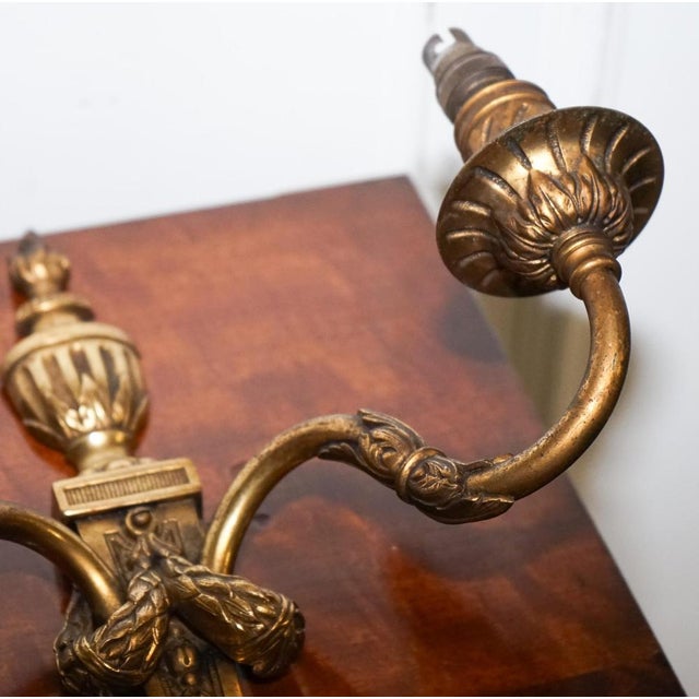 French Brass Sconces, Set of 2 For Sale - Image 5 of 13