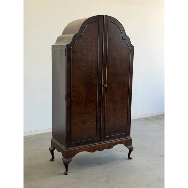 1960s 1960s Burl & Walnut Art Decor Armoire on Cabriole Legs For Sale - Image 5 of 17