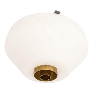Mid-Century Flush Mounts in Brass and Opaline Glass by Lisa Johansson-Pape, 1950s For Sale