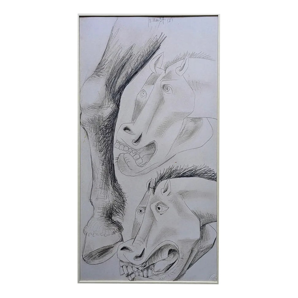 Pablo Picasso, Study of Two Horses, Preparatory Sketch for Guernica, Lithograph Chairish