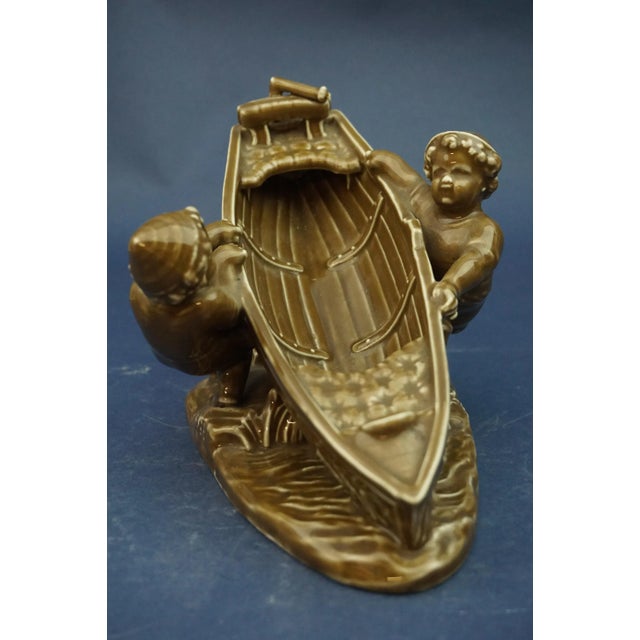 19th Century Ceramic Sculpture of Children with a Boat from Schlaggenwald, Bohemia, Austria For Sale - Image 4 of 18