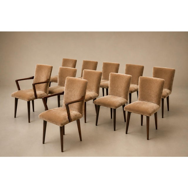 Set of 12 Brazilian Rosewood and Mohair Dining Chairs, Including Two Head Chairs, 1960s For Sale - Image 15 of 18