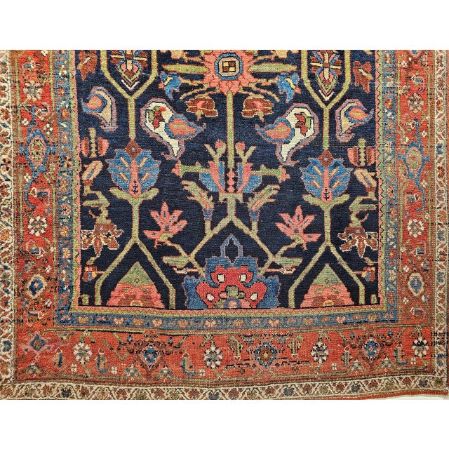 Antique Mahal Sultanabad Rug, Hand-Knotted Wool, Geometric Pattern, 4x7, Navy & Red For Sale - Image 18 of 18