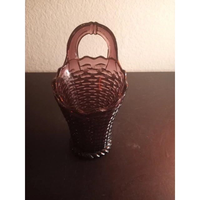 Purple 1980s Westmoreland Amethyst Glass Weave Basket Vase For Sale - Image 8 of 9