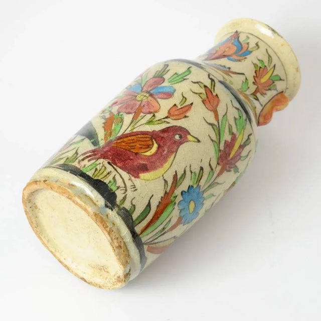 Ivory Antique Middle Eastern Qajar Dynasty Pottery Vase For Sale - Image 8 of 12
