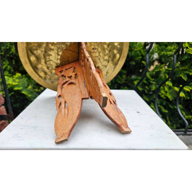 Brown Coffee Table or Flower Stand in Wood with Brass Top, 1960s-1970s For Sale - Image 8 of 9
