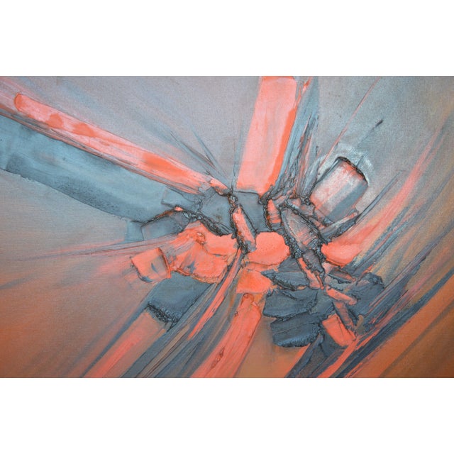 Textile Signed Large Abstract Oil on Canvas With Relief by Preston. Usa, 21st Century For Sale - Image 7 of 10