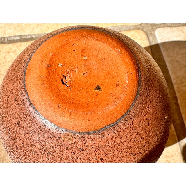 1970s Handmade Brown Speckled Glazed Ceramic Vase from Römhild, Thuringia, GDR / Germany, 1970s For Sale - Image 5 of 12