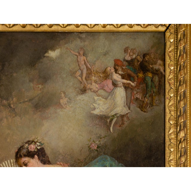 Jean Baptiste Antoine Emile Beranger, Neoclassical Romantic Love Scene, 19th Century, Oil on Canvas For Sale - Image 9 of 10
