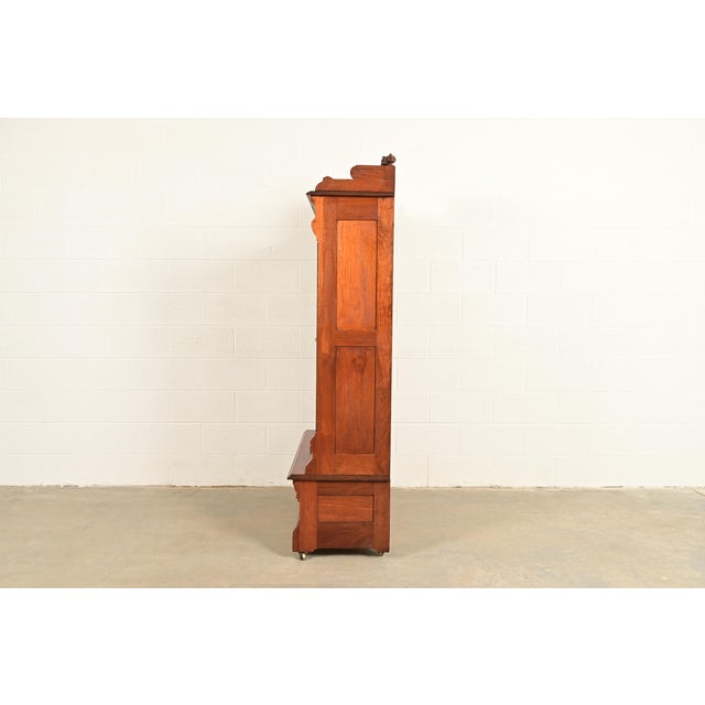 Herter Brothers Style Antique Eastlake Victorian Carved Burled Walnut Bookcase, Circa 1880s For Sale - Image 11 of 13