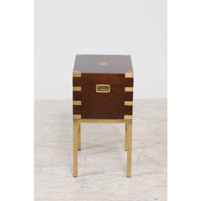 Wood English Vintage Midcentury Mahogany Cellarette on Brass Stand, Lined Inside For Sale - Image 7 of 9