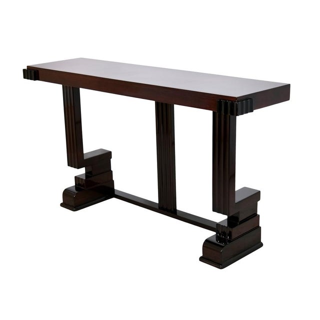 Art Deco Console with Black Elements and High-Gloss Lacquered, 1930s, in Restored conditions. Designed 1920 to 1949