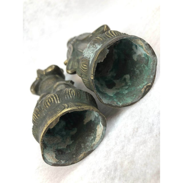 1920s Antique Chinese Brass Children Statues - a Pair For Sale - Image 10 of 11