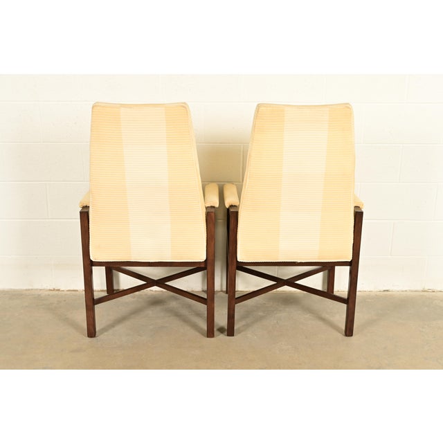 Edward Wormley for Dunbar Mid-Century Modern Walnut X-Base High Back Dining Chairs, Set of Six For Sale - Image 13 of 15