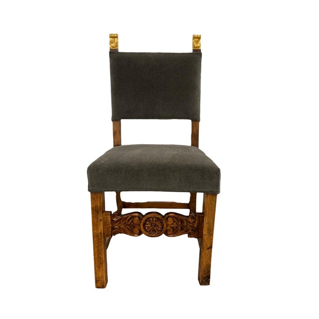 Mid 19th Century 19th Century Spanish Baroque Giltwood & Mohair Upholstered Side Chair For Sale - Image 5 of 9