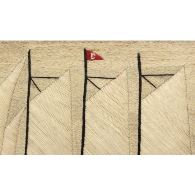 Textile British Sailor's Woolwork of a Three-Masted Schooner Under Full Sail For Sale - Image 7 of 8