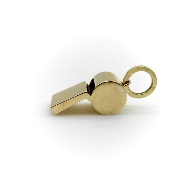 Vintage 18k Gold Large Whistle Pendant Charm For Sale - Image 4 of 8