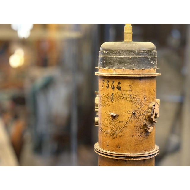 Arts and Crafts Living Room Lamp in Wallpaper Roll with Lampshade, France, 1900s For Sale - Image 11 of 16