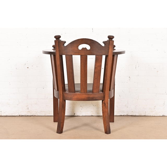 Stickley Brothers Style Antique Mission Oak Arts & Crafts Cube Club Chair For Sale - Image 11 of 13