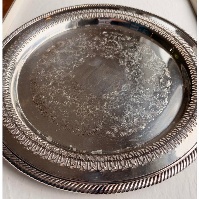 English Vintage Wm Rogers Silver Plated Pierced Tray For Sale - Image 3 of 5