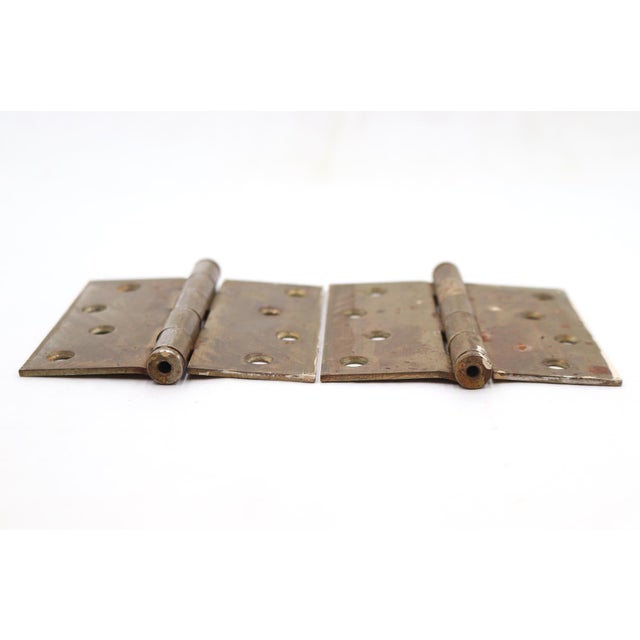 Mid 20th Century Pair of Vintage 4 X 4 In. Brass Plated Steel Door Hinges For Sale - Image 5 of 6