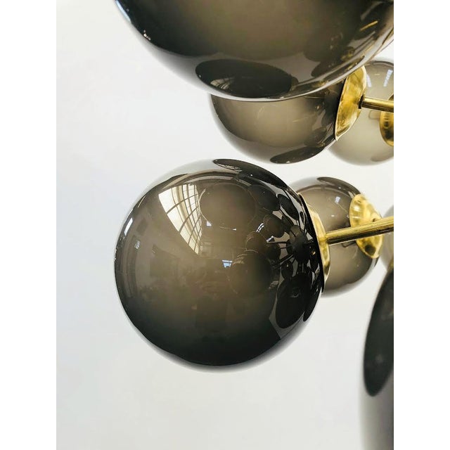 Fabio Ltd 21st Century Ovale Natural Brass Frosted Smoky Murano Sputnik Chandelier by Fabio LTD For Sale - Image 4 of 7