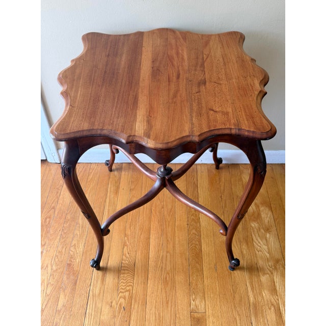 Wood Antique French Provincial Louis XV Carved Mahogany Game Table For Sale - Image 7 of 8