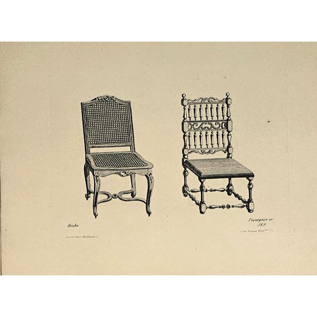 French Very Rare-1878 -Set of 8- French Antique Interior Furniture Design Lithographs-Chairs, Documentaion For Sale - Image 3 of 10