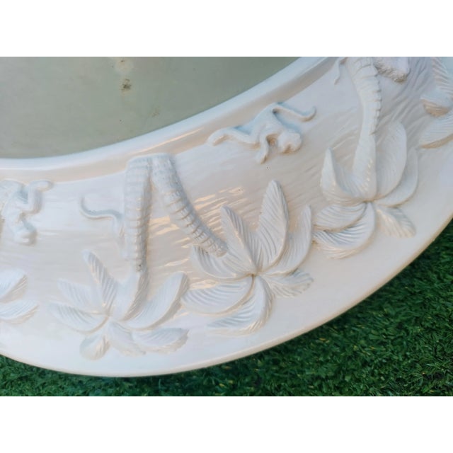 White Vintage Palm Tree Monkey Palm Beach Regency White Gloss Flush Mount Light Fixture Chandelier 2 Available For Sale - Image 8 of 11