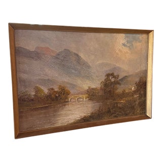 Early 1900s Oil on Canvas Painting of Scottish Loch by Frances E. Jamieson For Sale