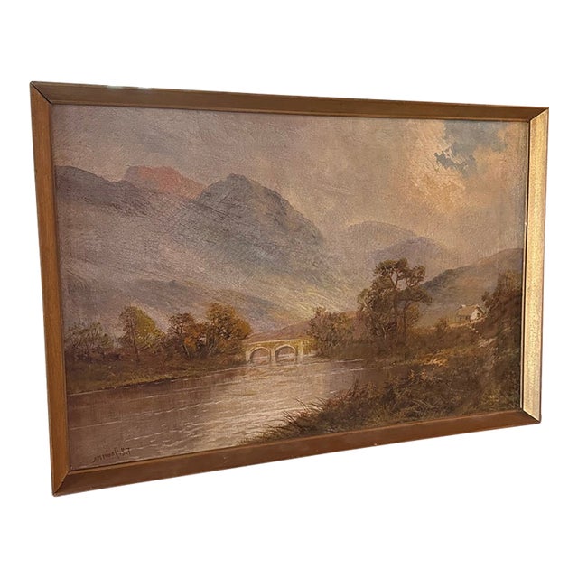Early 1900s Oil on Canvas Painting of Scottish Loch by Frances E. Jamieson For Sale