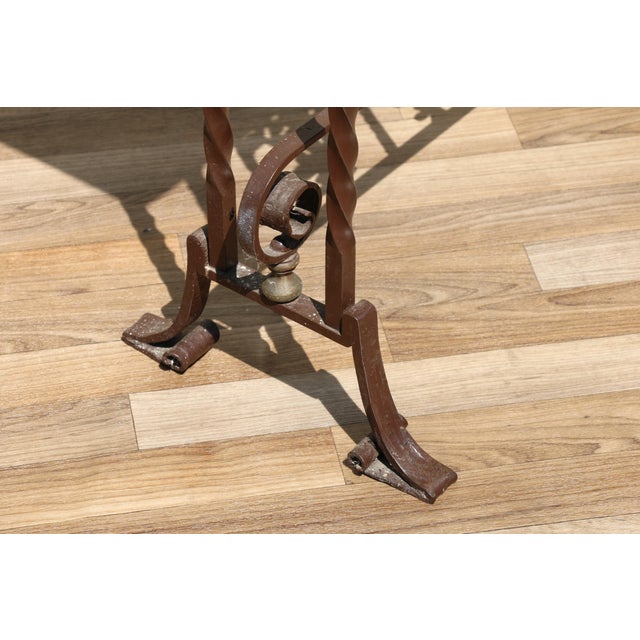 1910s Antique Spanish Revival Entry Hall Table | Wrought Iron, Brass & Black Marble Console | Circa 1910 For Sale - Image 5 of 18