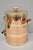 Vintage Kraftware NYC Mid Century Modern Copper And Brass Covered Bar Ice Bucket with Wooden Handles and Original Label....