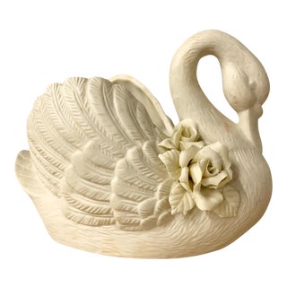 Japanese Swan Planter With Roses For Sale