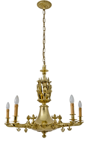 Empire Style Gilt Bronze Chandelier with Winged Figures, Italy, Early 19th Century