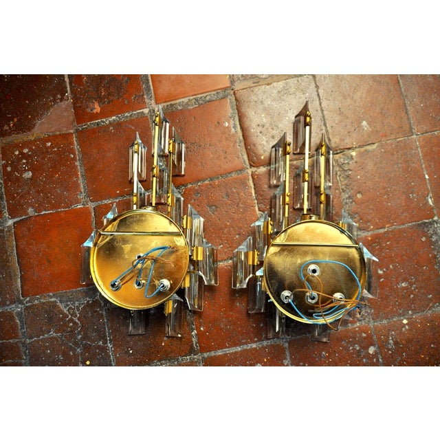 Glass Italian Sconces in Triedri Glass by Oscar Torlasco, 1970, Set of 2 For Sale - Image 7 of 8