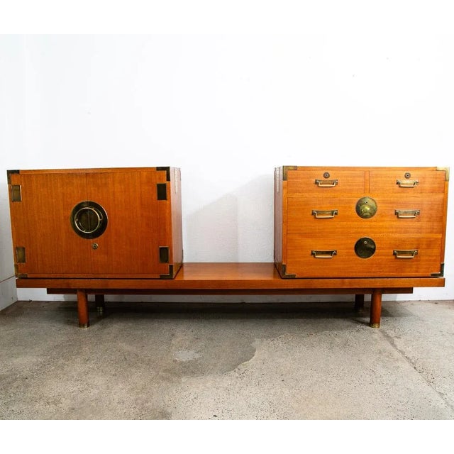 Mid-Century Modern 1960s Mid Century Modern Credenza Bench Hutch Cabinet Dresser Teak Renzo Rutili MCM, Attributed For Sale - Image 3 of 12