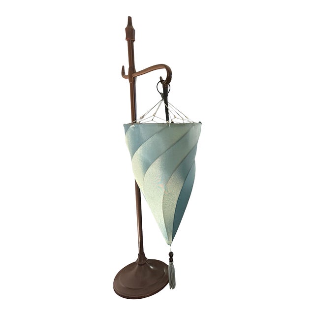 Vintage Silk Shade Lamp For Sale