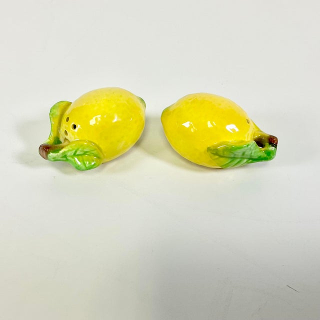 1970s Vintage Italian Mediterranean Hollywood Regency Lemon Salt & Pepper Shakers - A Pair For Sale - Image 6 of 15