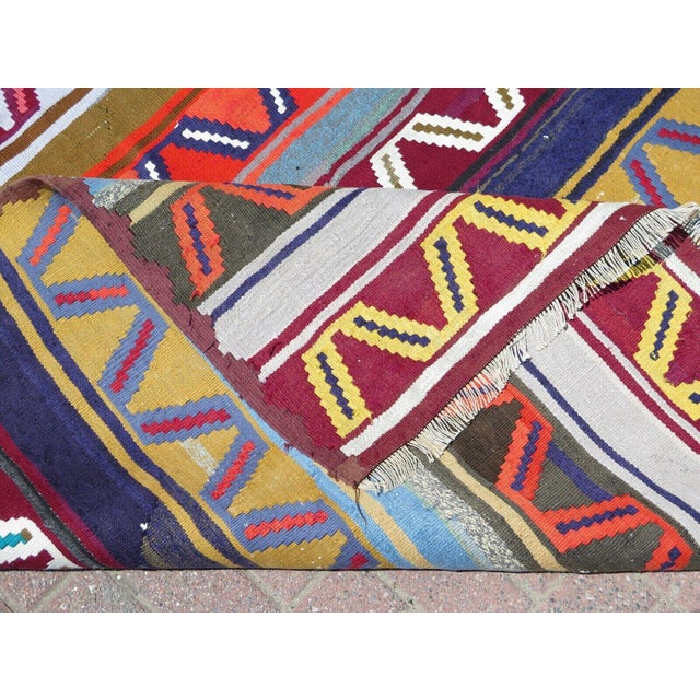 Handmade Area Vintage Turkish Kilim Rug Boho 67"x85" For Sale - Image 11 of 12