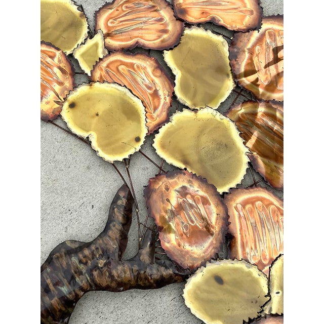 Vintage Torch Cut Brass and Copper Tree Wall Sculpture For Sale - Image 4 of 12
