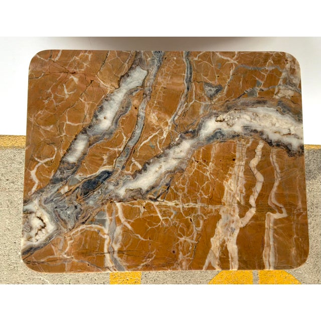 Modern Brown Marble I Beam Accent Table For Sale - Image 4 of 6