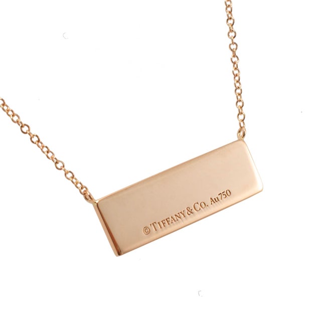 Tiffany and Co. Tiffany & Co. Return to Tiffany 18k Yellow Gold Diamond Bar Pendant Necklace For Sale - Image 4 of 10